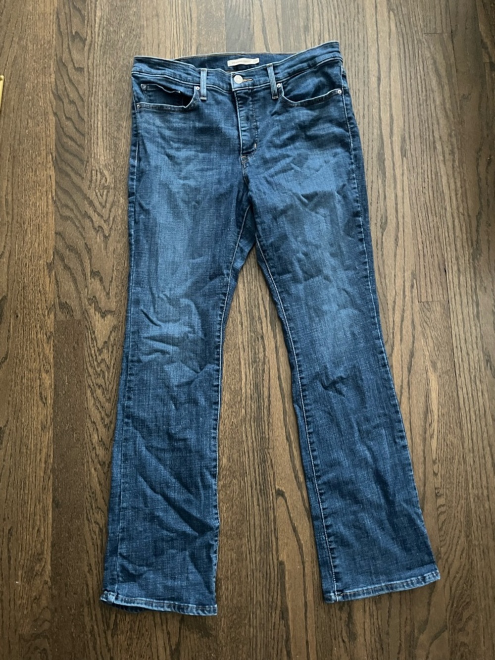Women's Dark Blue Flare Jeans - Classic Mid-Rise